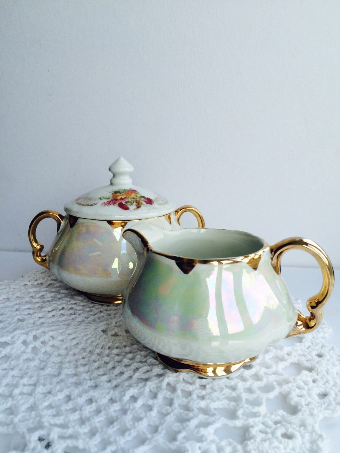 Vintage Sugar Bowl & Creamer Set Haute Juice