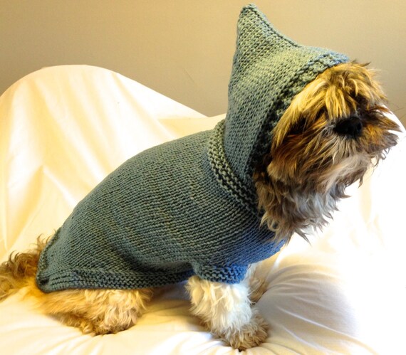 Hooded Solid Color Knitted Pullover Dog Sweater Custom-knit