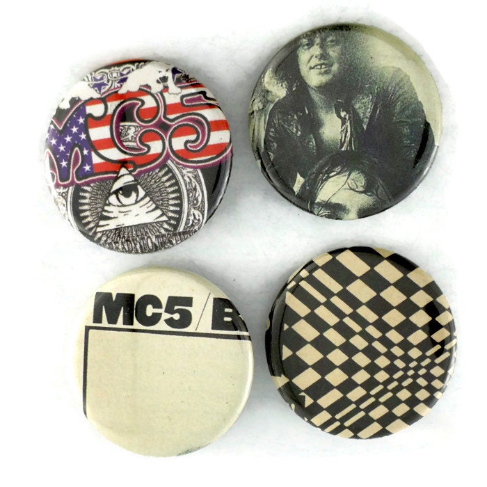 Mc5 Pin Set 4 Button Badge Pinback Original Pop Art Psych Punk 