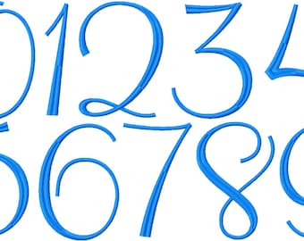 Numbers Embroidery Design, font numbers 0 through 9, 2 in, 3in and 4in, #343