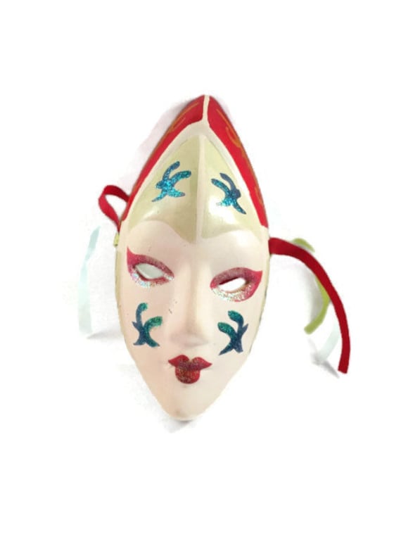 VINTAGE Ceramic Mask Mardi Gras Wall Hanging by DerBayzVintage