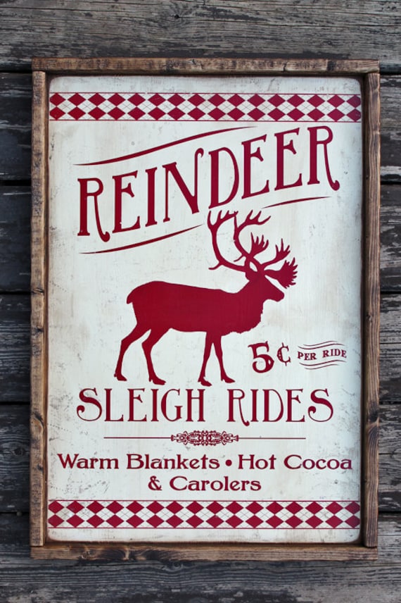 16x24 Vintage Rustic wooden sign 'Reindeer