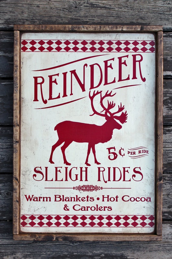 16x24 Vintage Rustic wooden sign 'Reindeer