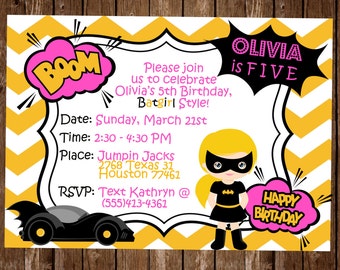 Batgirl Birthday Invitation / Batgirl Party invitation / Superhero Birthday / Batgirl Birthday / Batgirl party / Birthday Invitation