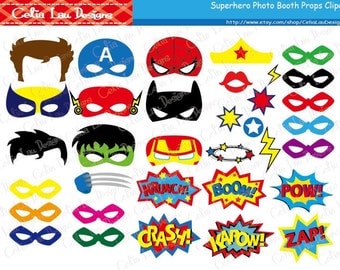 Superhero Photo Booth Props / DIY Printable Superhero Masks / Superhero Party Favors