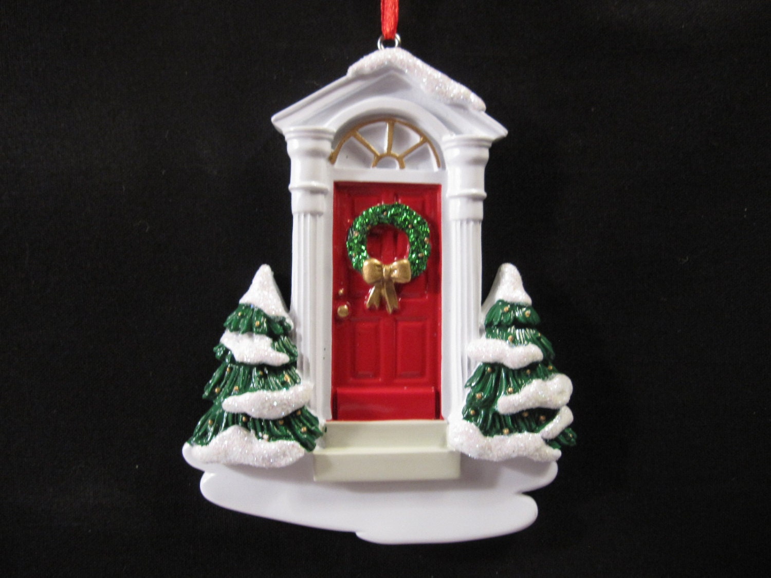 Snow-Covered Portico - New Home - Hand Personalized Christmas Ornament
