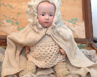 Antique Baby Stewart Doll & Trunk