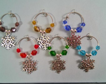 Holiday and Seasonal Themed Wine Charm Sets in Gift Box - Set of 5 or 6 Handmade wine charms with holiday or seasonal theme