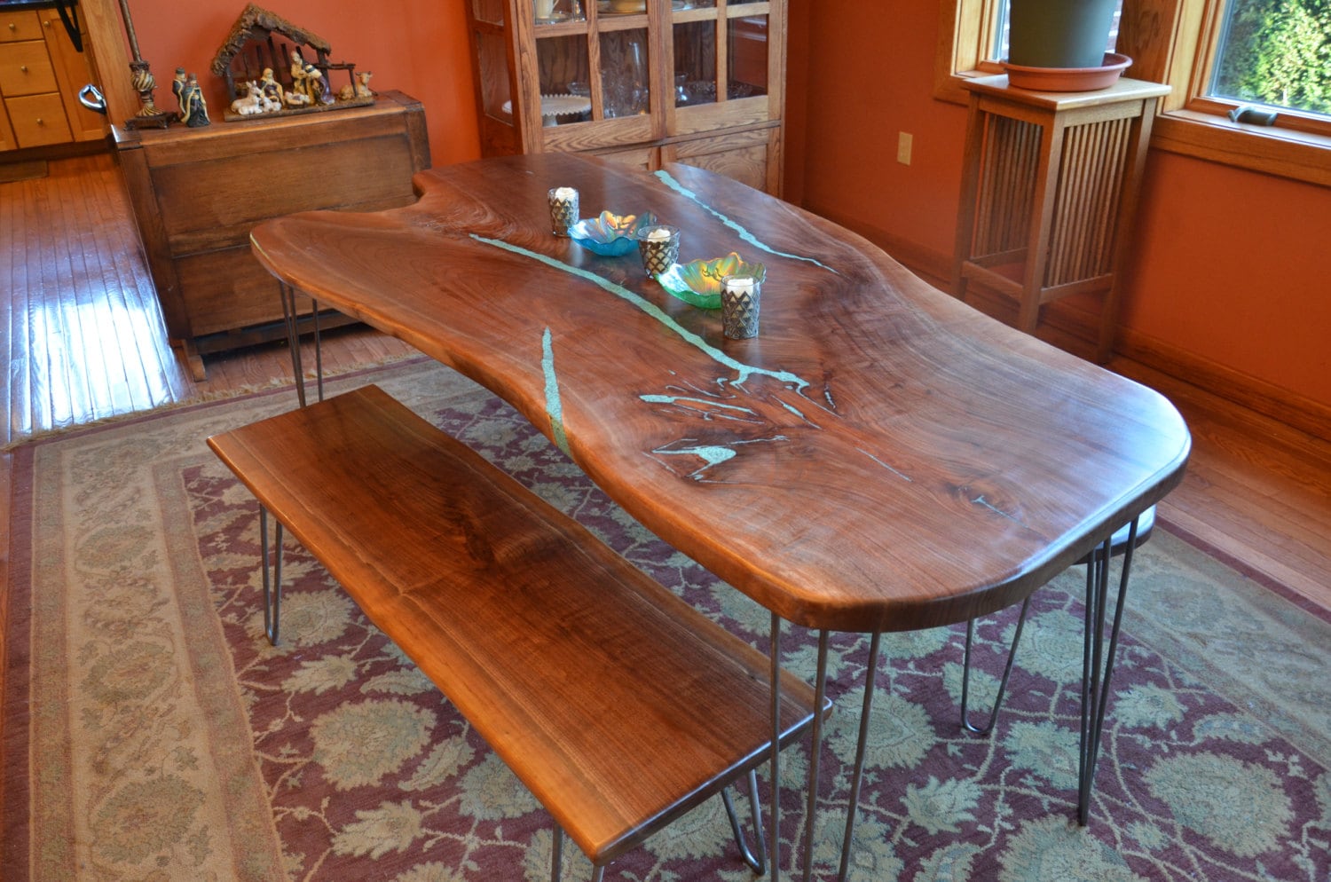 walnut slab dining room table