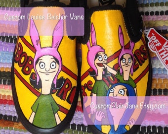 Louise Belcher Bobs Burgers Hand Painted Custom Vans Shoes Made to Order