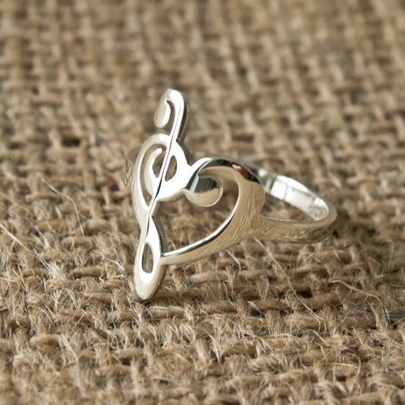 Ring Music Note Bass Clef and Treble Clef Heart by duyadesign