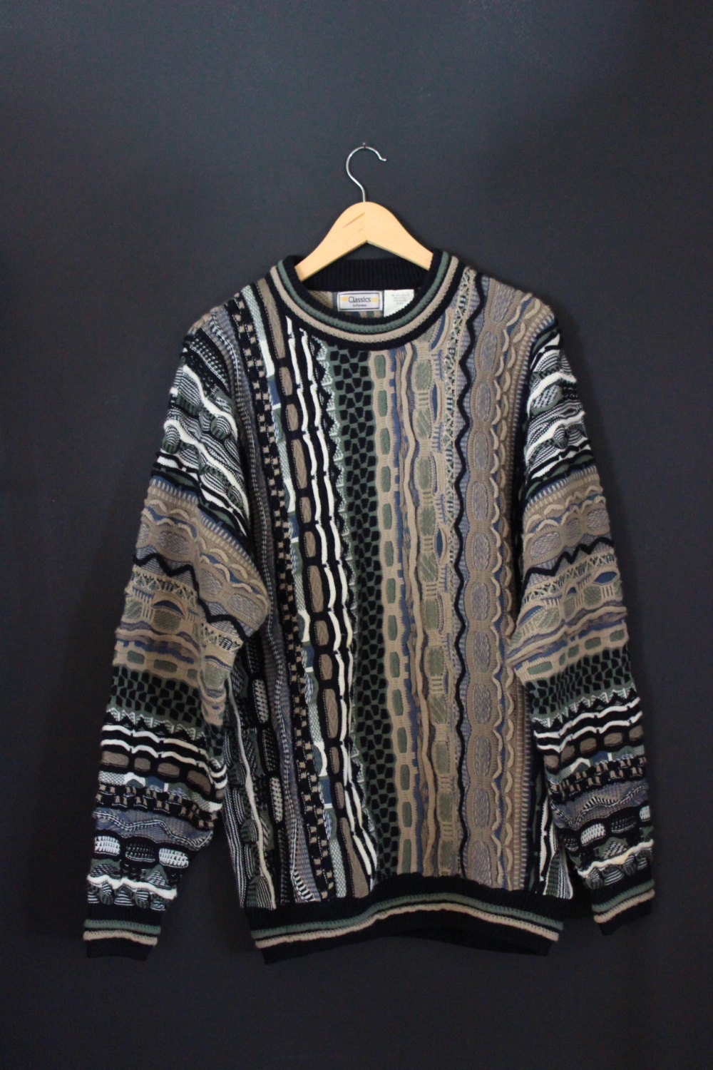 Vintage Palmland Coogi Style Bill Cosby Sweater Size Large