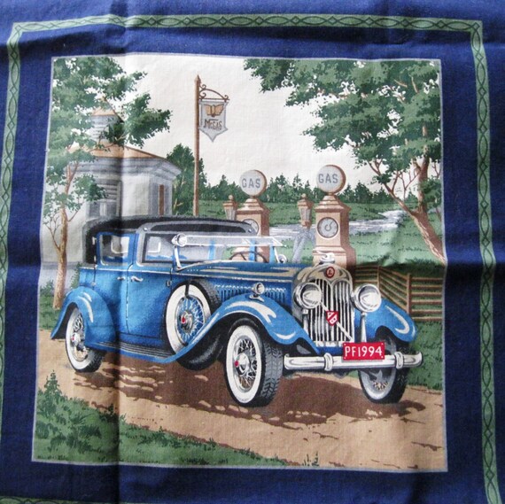 Vintage Antique Automobile Car Quilt Pillow Wall Hanging Panel