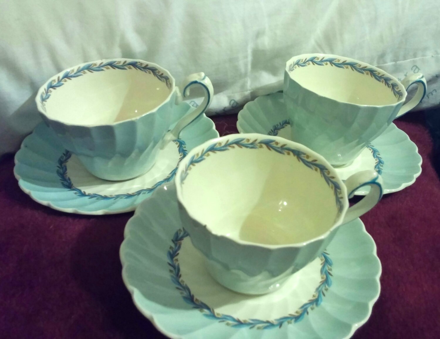 A Set of Three Splendid Myott Staffordshire 6150 Blue Chelsea