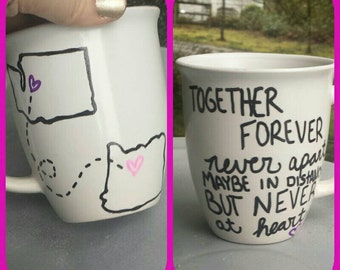 Together at heart mug. Long distanc e relationship friendship mug ...