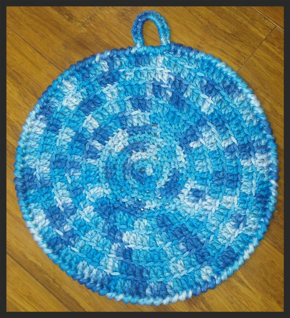 POT HOLDER 20cm round blue by ApplegumHandmade on Etsy