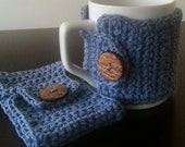 Coffee Mug Cozy in Blue Jean Blue-2pc set NandysNook