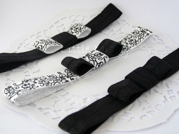 273 New baby headbands black 233 BLACK Damask Headbands, Baby Bow Headbands, Baby Headbands, Black   