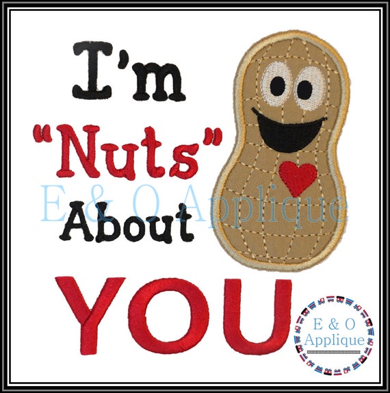 Valentine Embroidery Design Nuts about You Applique Design