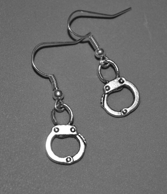 Mini Handcuff Earrings Badass Earrings by GreyCatjewelrydesign