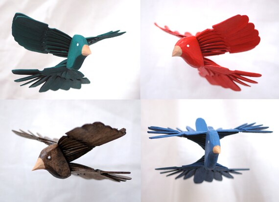 Little Wooden Birds Painted fan carving made by LittleWoodenBirds