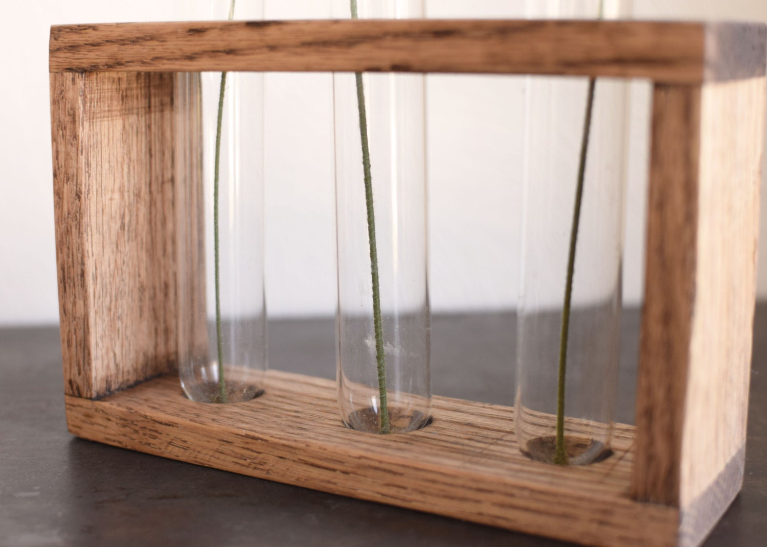 Rustic laboratory bud vase test tube bud vase vintage oak