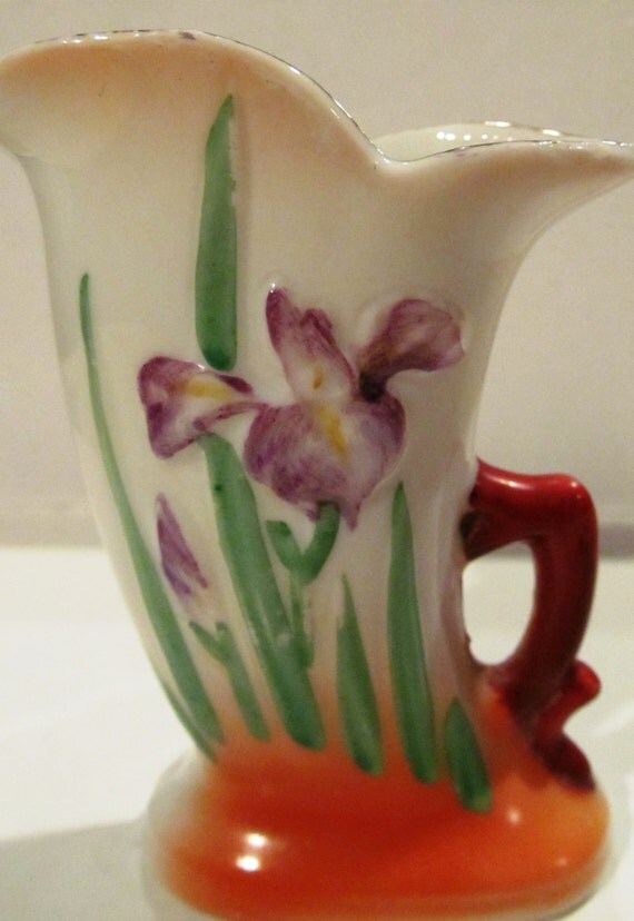 Occupied Japan Small Iris Pitcher Vase Porcelain