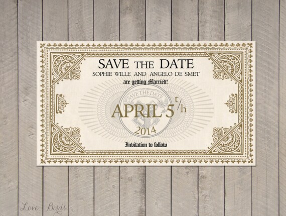 Wedding invitation Harry Potter Save the Date Train Ticket