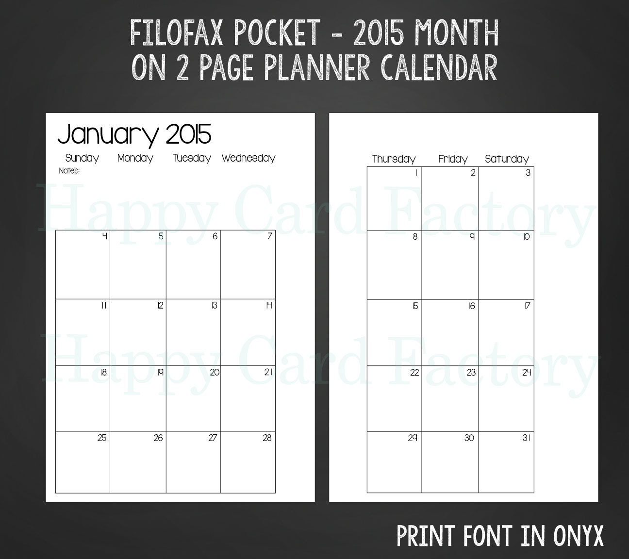 Pocket Size 2015 Monthly Planner Calendar by HappyCardFactory