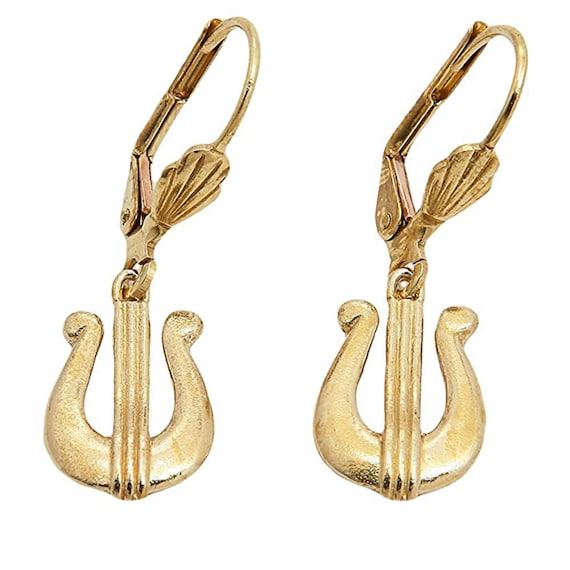 King David's Harp Earrings Brass Harps Dangle by cityofdavid