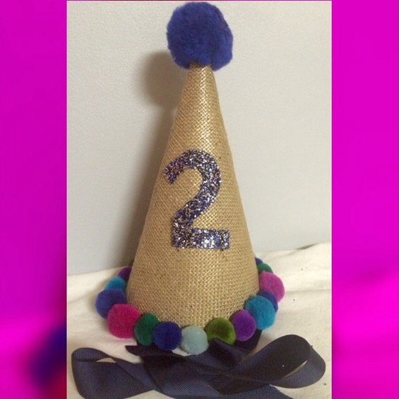 Pom Pom Birthday Party Hat 100 Customizable by maxfactory on Etsy