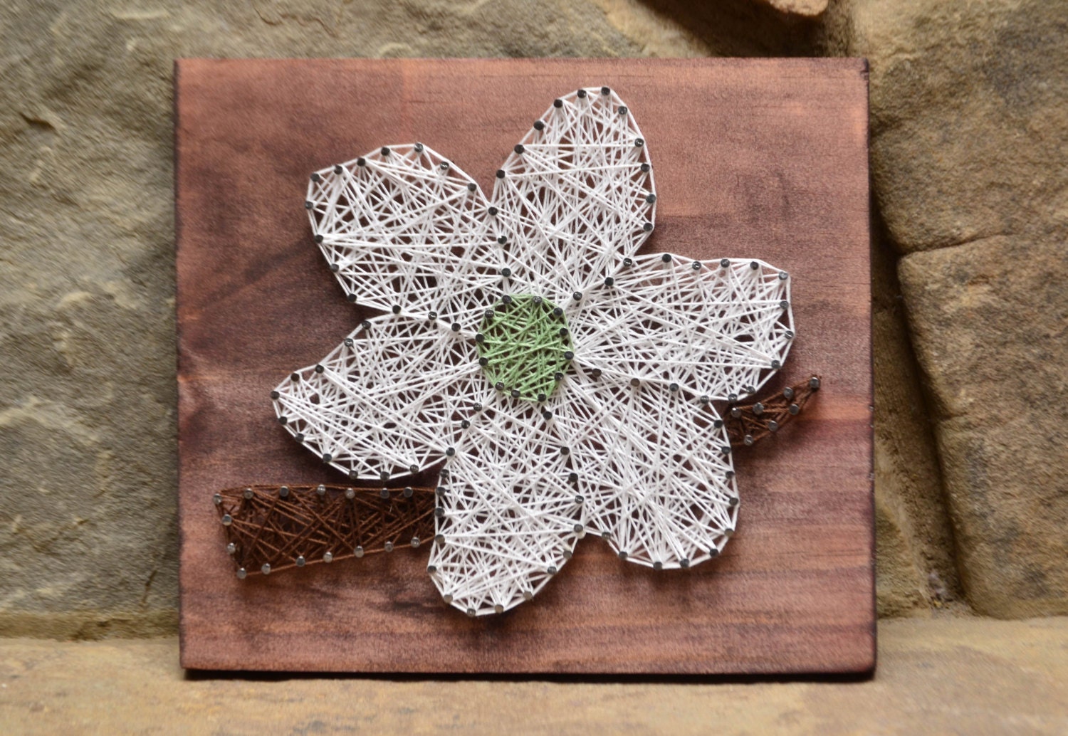 Dogwood Flower String Art Rustic Home Decor Nature Art