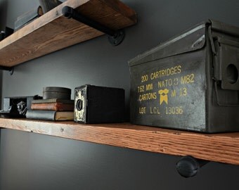 Floating Shelve, 8" Deep Industrial Shelf, Rustic Pipe Shelf, Industrial Wood Shelf, Wood Wall Ledge, Industrial Floating Shelves