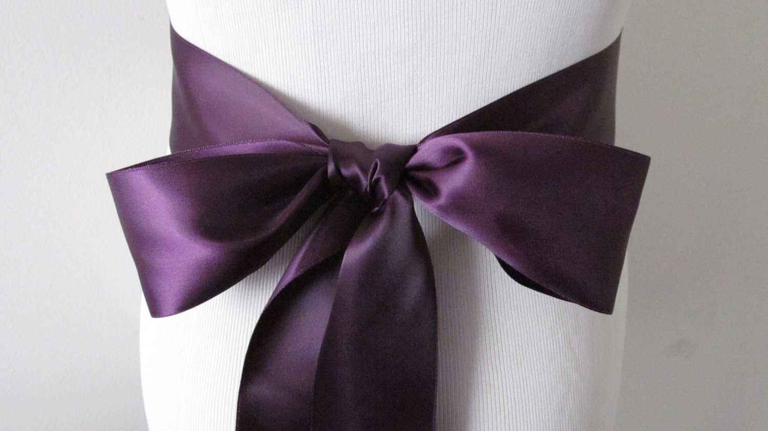 Eggplant Ribbon Sash / Double Faced Ribbon Sash / Bridal Sash