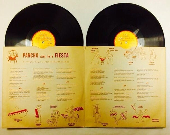 Storewide 25% Off SALE Rare Columbia Records Set 'Pancho Goes To A Fiesta' With Songs & Narration by Arno Tanney, Copyright 1948, Numbered M