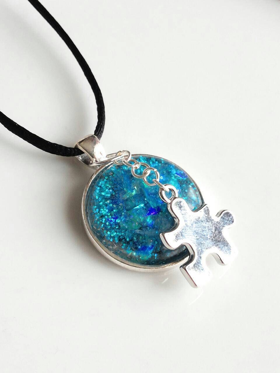Autism necklace autism jewelry puzzle piece necklace by GenevasSky