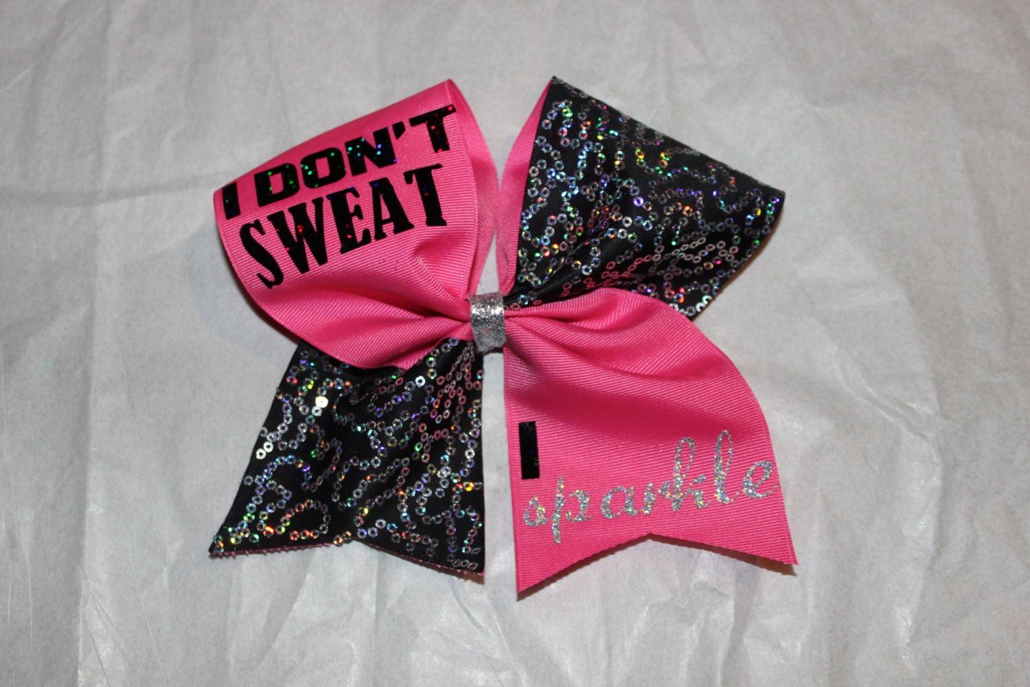 The I Don't Sweat I Sparkle Cheer Bow by CheerliaBows on Etsy
