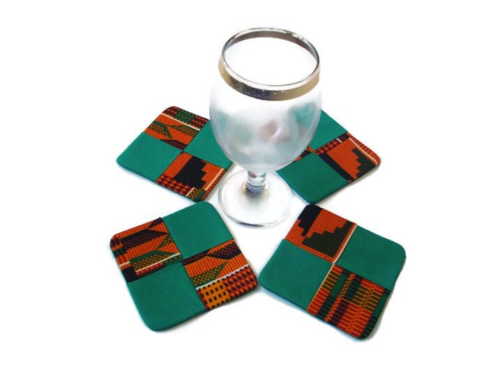 African Inspired Print Coasters Drink Coasters by GiveAMiracle