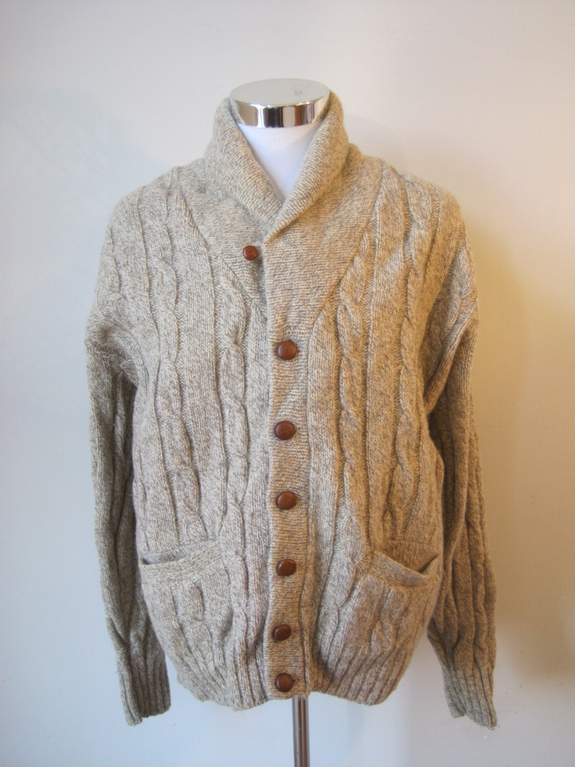 EDDIE BAUER Sweater Cardigan Fisherman Size: M Mens Wool by Elsu76