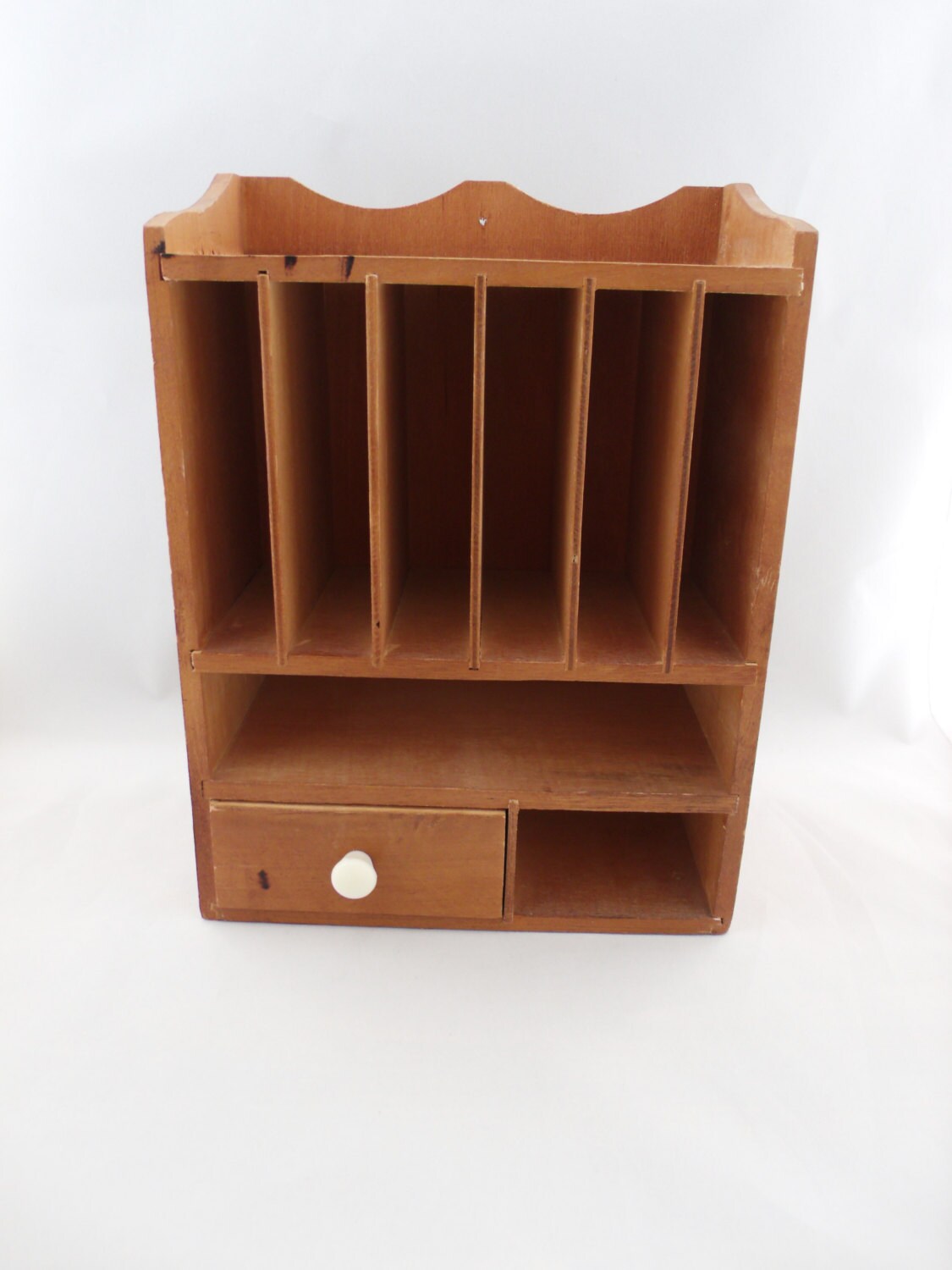 Vintage Wood Desk Organizer With Drawer, Hanging Organizer Haute Juice