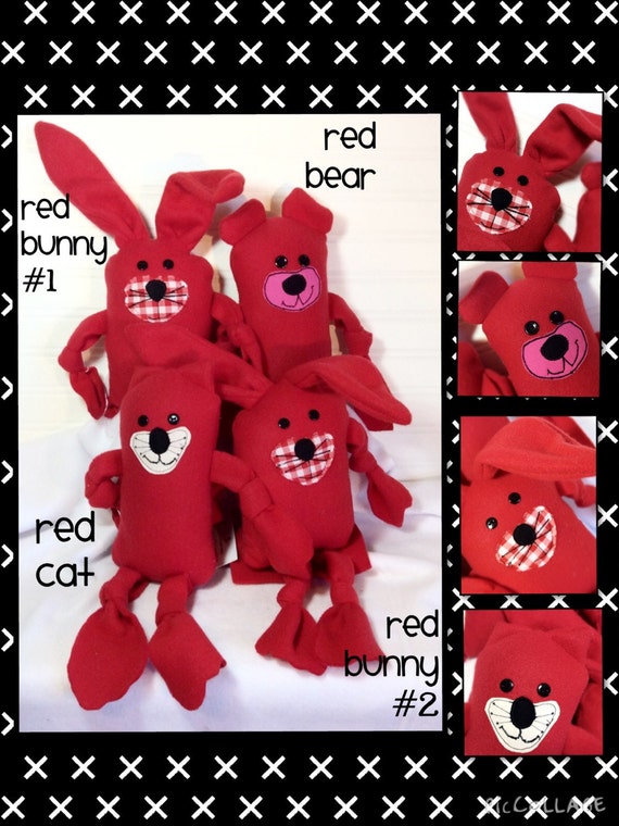 Red Fleece Stuffed Lovies!!  Bunny #1 SOLD!