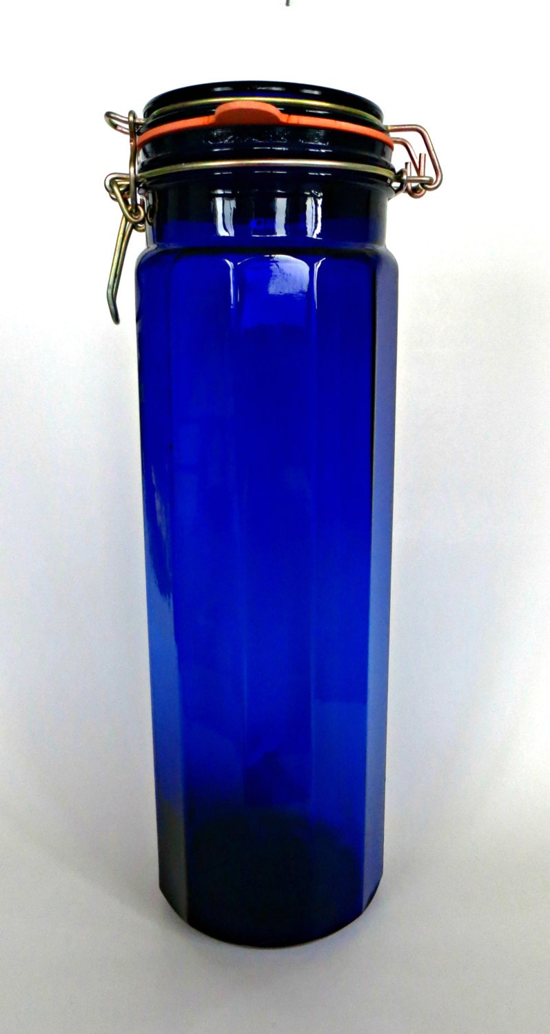 Cobalt Blue Glass Storage Canister