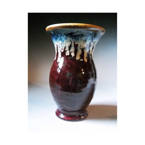 Burgundy Clay Pottery Glazed Stoneware Vase
