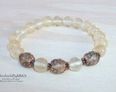 Antique Copper and Yellow Quartz stretchy bracelet, Bracelet for her, Stone bracelet, Statement bracelet, Stone jewelry, Gift for her