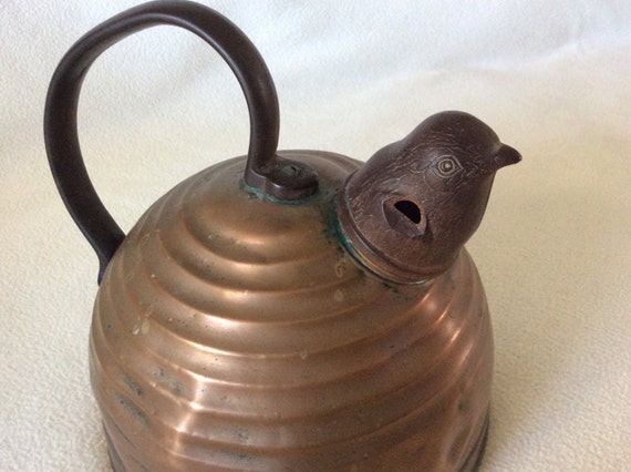 Copper Tea Kettle with Bakelite Whistling Bird