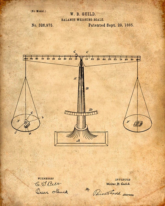 Patent Print Scales Of Justice From 1885 Patent Art Print