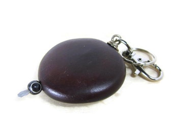 Keychain for man or woman - Key ring, espresso brown natural seed pod .. aGiftofLaughter .. tagt brown keychain black coffee brown