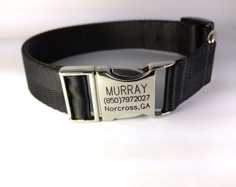 ... Engraved Buckle Name Address Phone Number Personalized Black Size M