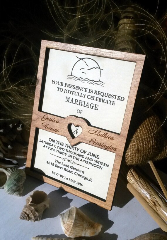 Seagull invitation card, destination wedding invitation