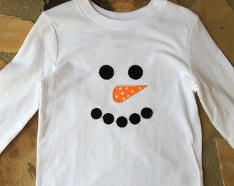 Personalized Snowman Face Long Sleeve Shirt Boy